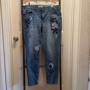 Vintage America Blue Floral Women's Skinny Jeans